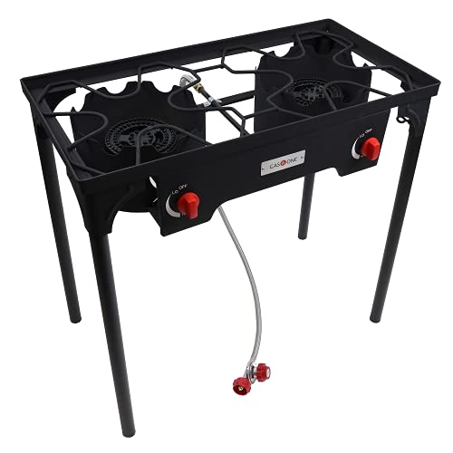Gas One Two Burner Camping Stove Outdoor High Pressure Propane gas stove Adjustable PSI Regulator and ft Steel Braided Hose With Removable Legs