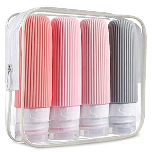 Mrsdry Travel Bottles for Toiletries, Tsa Approved oz Portable Travel Bottles, BPA Free Leak Proof Squeezable Silicone Travel Size Containers, Travel Accessories with Clear Toiletry Bag (Pack)