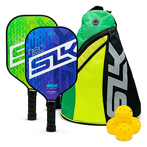 SLK NEO by Selkirk Pickleball Paddle  Features a Graphite Face, SXHoneycomb Core, and SpinFlex Textured Surface for Traction and Stability  Pickleball Balls  Designed in The USA
