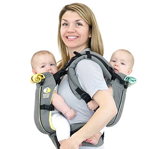 TwinGo Carrier Air Model Cool Grey Great for All Seasons Breathable Mesh Fully Adjustable Tandem or Single Baby Carrier for Men, Woman, Twins and Babies lbs