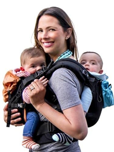 TwinGo Carrier Lite Model Classic Black Works as a Tandem or Single Baby Carrier (Extra Straps Sold Separately). Adjustable for Men, Women, Twins and Babies Between lbs