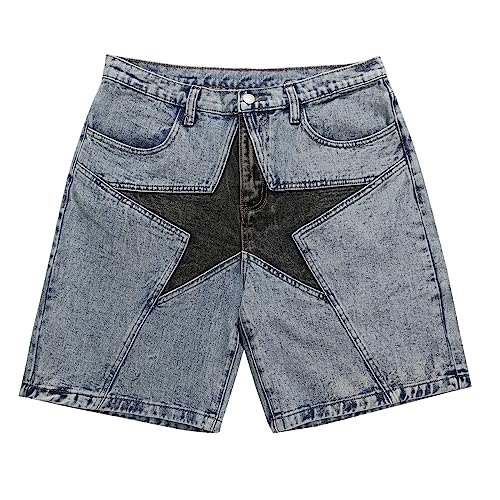 Aelfric Eden Unisex Star Patchwork Jorts Women Denim Shorts Men yk Casual Baggy Streetwear Jeans Shorts