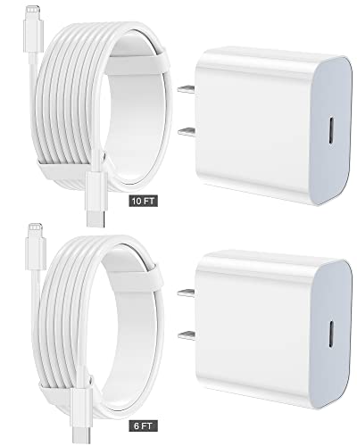 FEELNICE iPhone Charger Fast Charging Pack Type C Wall Charger Block with Pack [FT&FT] Long USB C to Lightning Cable for iPhone Pro MaxXs MaxXRX,AirPods Pro