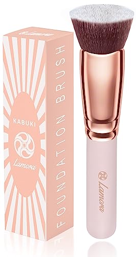 Flat Top Kabuki Foundation Brush Premium Makeup Face Brush for Liquid Cream Powder Blending Buffing Stippling Brush Pro Quality Synthetic Dense Bristles