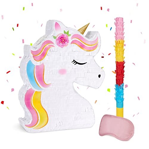 Unicorn Pinata Unicorn Party Supplies Pinata Bundle with Blindfold and Bat for Girls Kids Rainbow Unicorn Theme Birthday Party Game Decorations (x x )